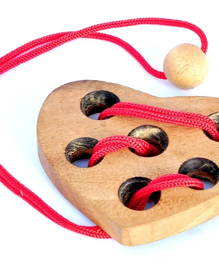 Love Story Wooden Rope And Ring Brain Puzzle