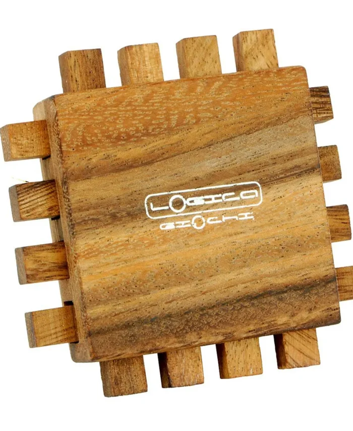 Chip Shape Wooden Sliding And Stacking Brain Puzzle