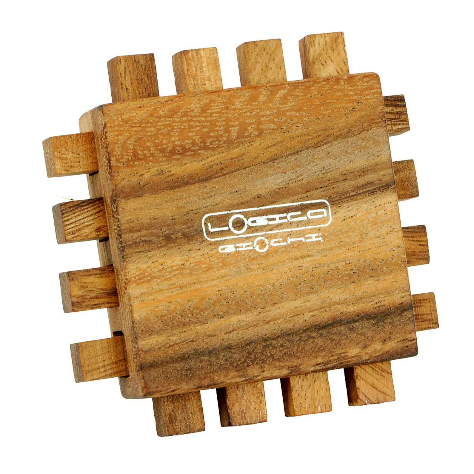 Chip Shape Wooden Sliding And Stacking Brain Puzzle